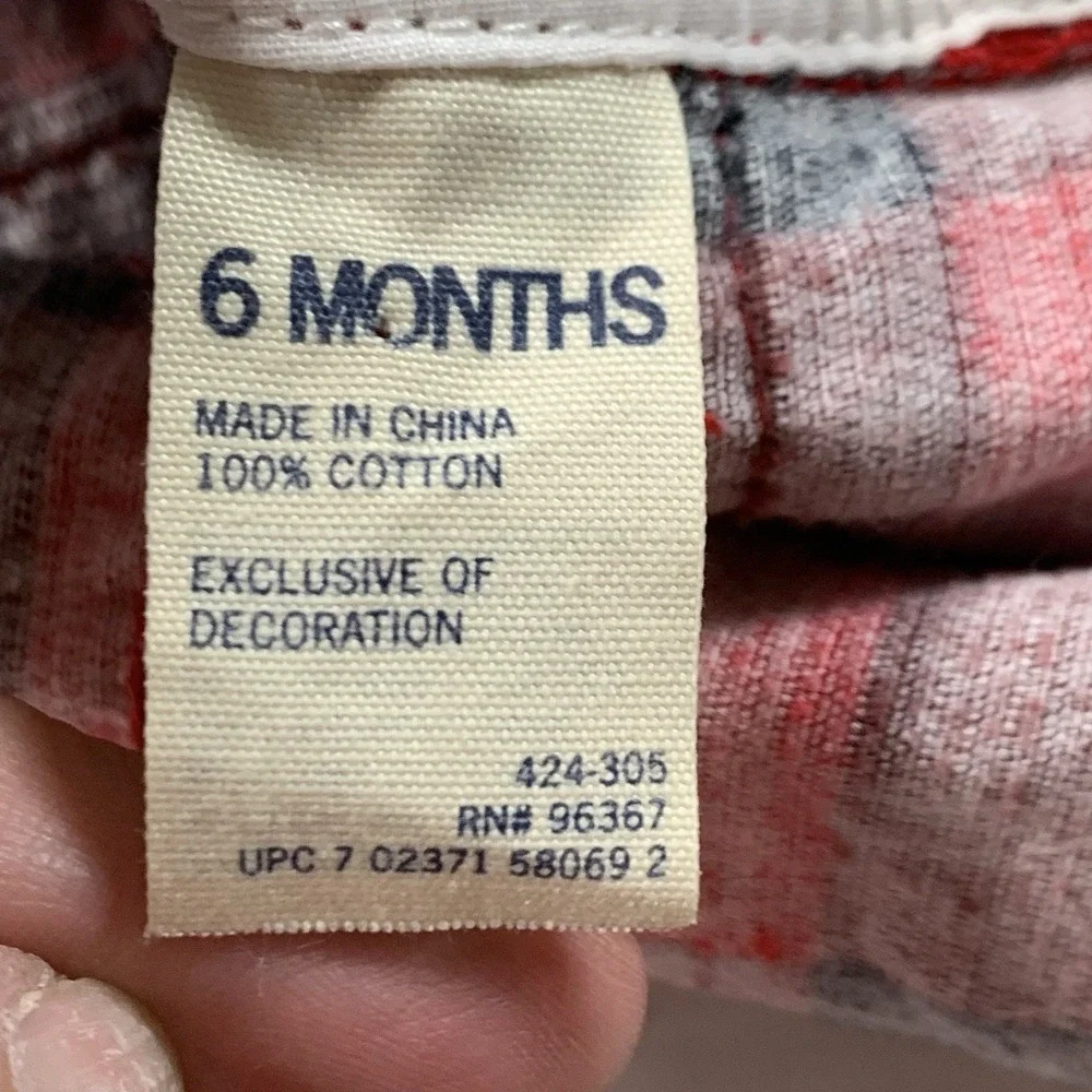 OshKosh B'gosh Vestbak Red Black Buffalo Plaid Corduroy Overalls Size 6 Months‎